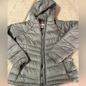 L Columbia Gray Hooded Puffer Jacket